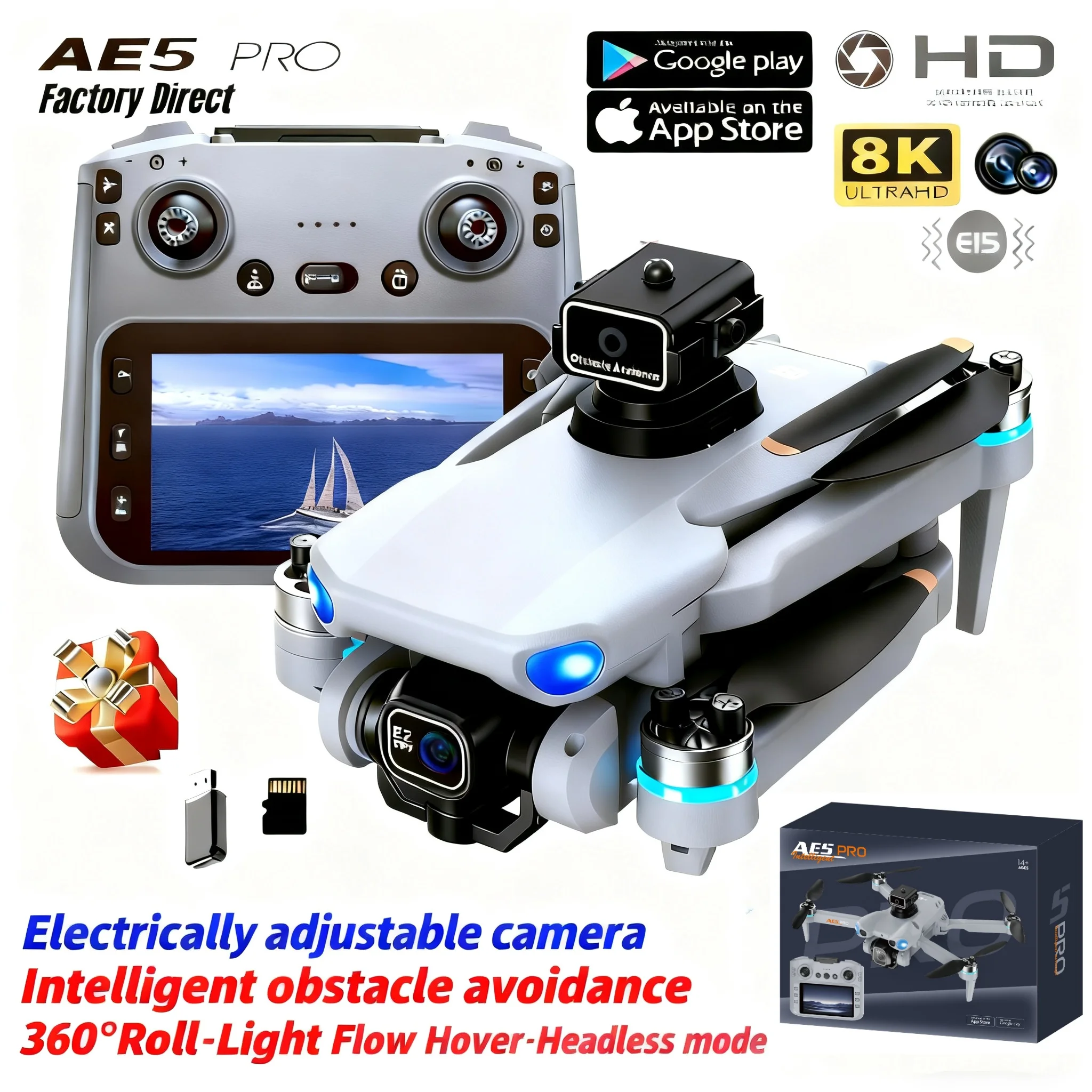 Drone Multispectral - AE5 Pro Drohne 8K HD 4,5-Zoll-Bildschirm-Steuerung